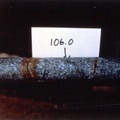 Iron oxide staining along fractures in core